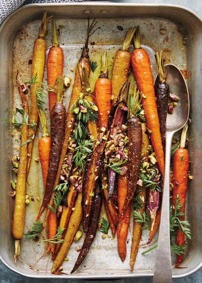 Roasted Carrots with Fennel, Pistachios and Honey Vinaigrette