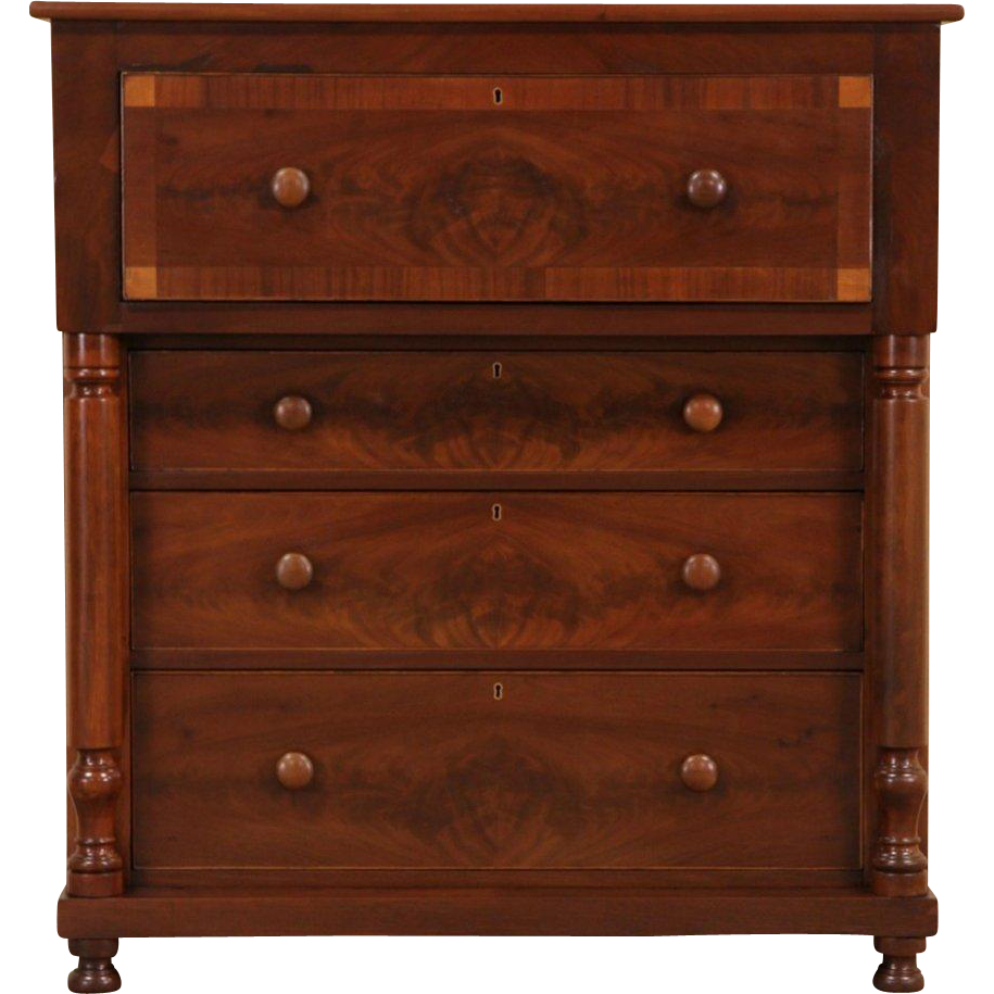 Empire Cherry Mahogany 1840 S Antique Butler Secretary