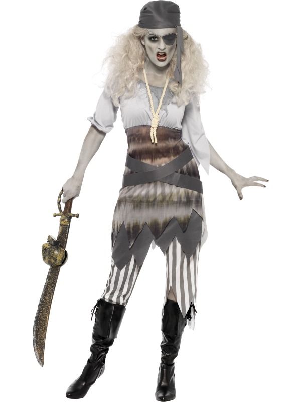 Zombie Ghost Pirate Costume Womens Ladies Scary Halloween Fancy Dress Outfit Zombie Ghost Pirate Costume Womens Ladies Scary Halloween Fancy Dress Outfit