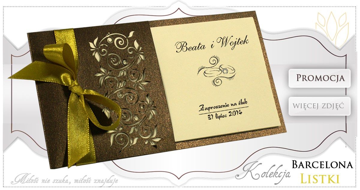 Hit 2014 Piękne Ażurowe Perłowe Zaproszenia ślubne Wedding