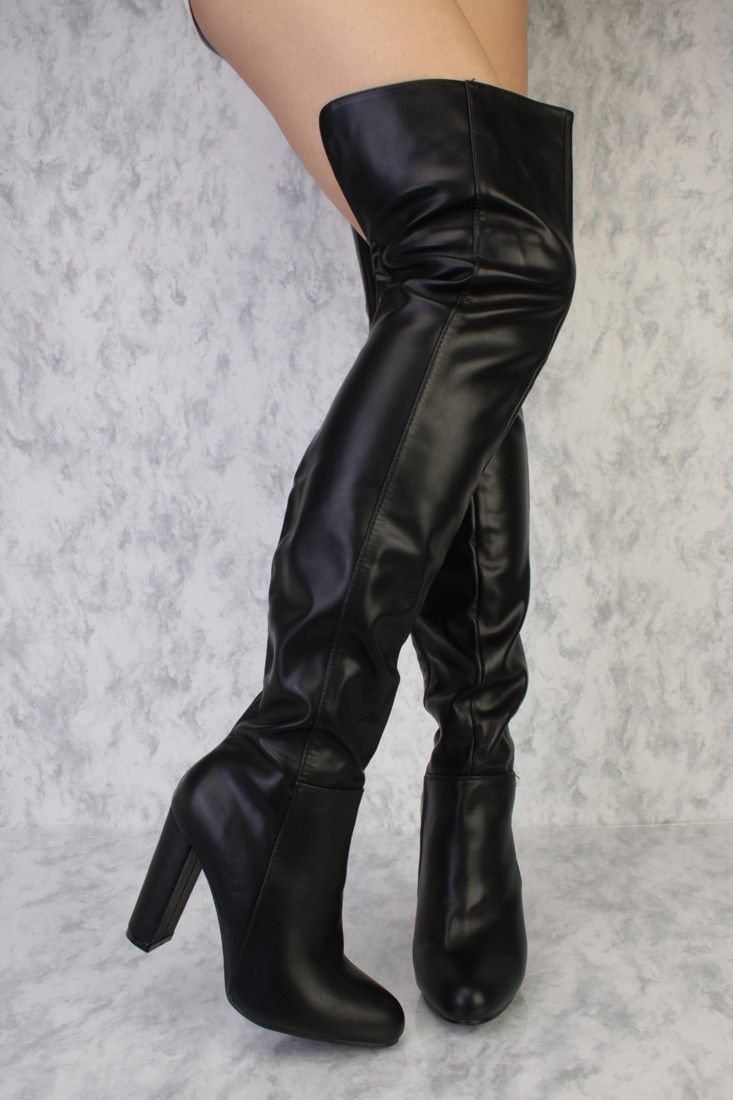 Womens Thigh High Boots Pointy Toes Motorcycle Back Zipper Clubwear Riding Heels