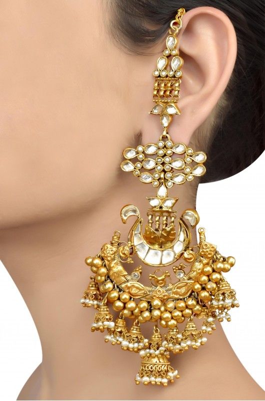 Silver Gold Plated Traditional Multi Jhumki Pearl Crystal Earrings Silver Gold Plated Traditional Multi Jhumki Pearl Crystal Earrings