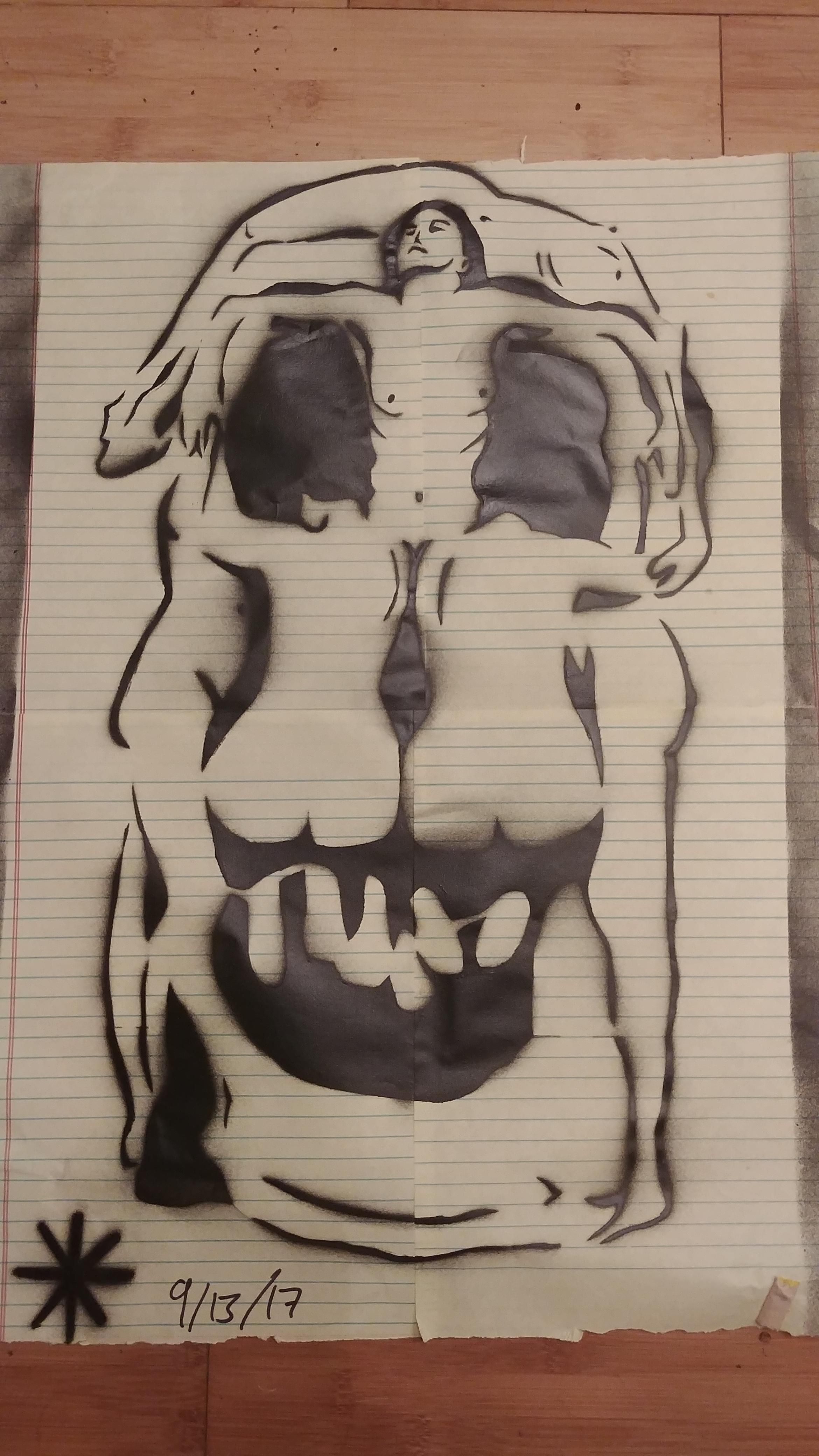 phillipe halsman salvador dali skull stencil spray paint 16x22 stenciling spray paint