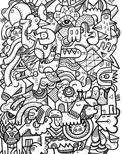 ร ปภาพกราฟฟ กลายเส นขาวดำ อาร ตๆ เท ๆ สวยๆ วาดร ป Com Abstract Coloring Pages Doodle Coloring Doodle Pages