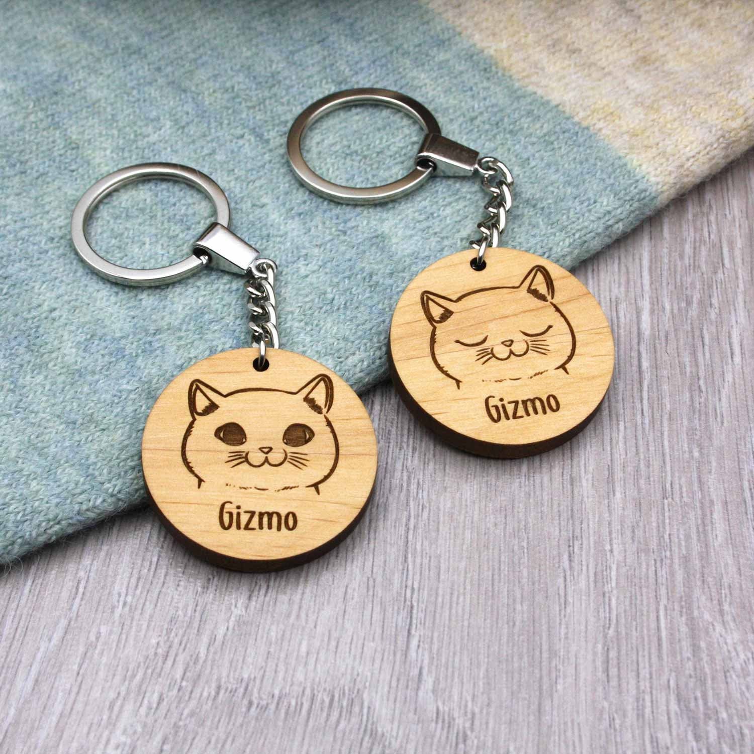 Personalised-Cat-Shape-Keyring-Engraved-Kitty Key Chain Personalised-Cat-Shape-Keyring-Engraved-Kitty Key Chain
