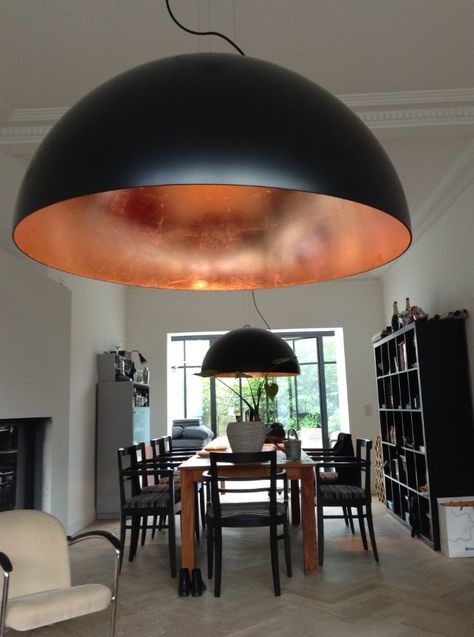 Koepellamp, zwart, bladkoper 3 | Woonkamerverlichting ...