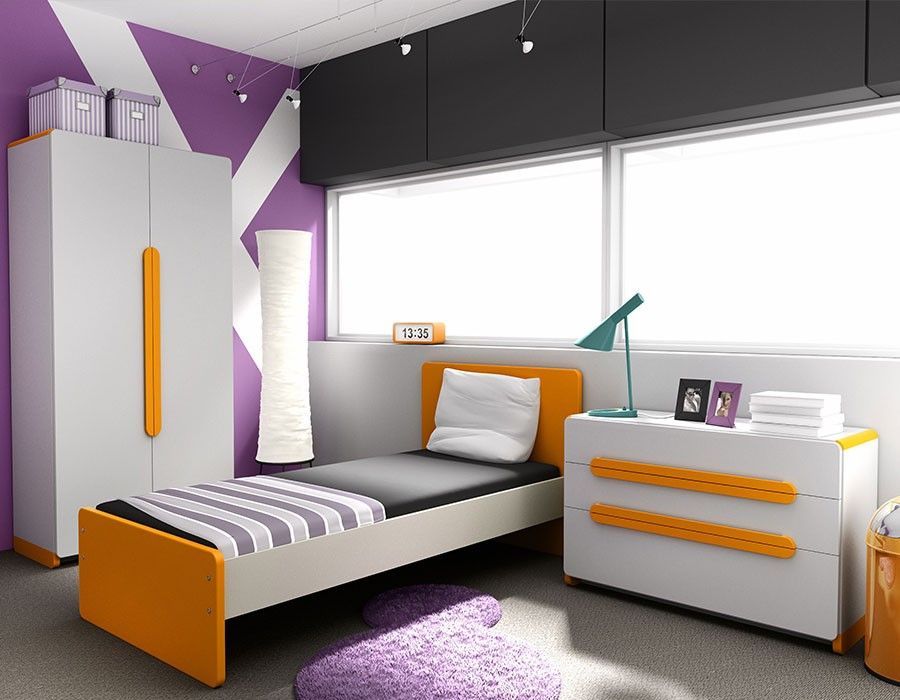 Chambre ado complète orange et gris design HUGO 2 | Chambre enfant ... Chambre ado complète orange et gris design HUGO 2 | Chambre enfant ...
