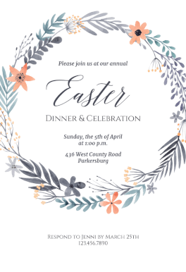 easter wreath easter invitation template free easter easter invitation templates free