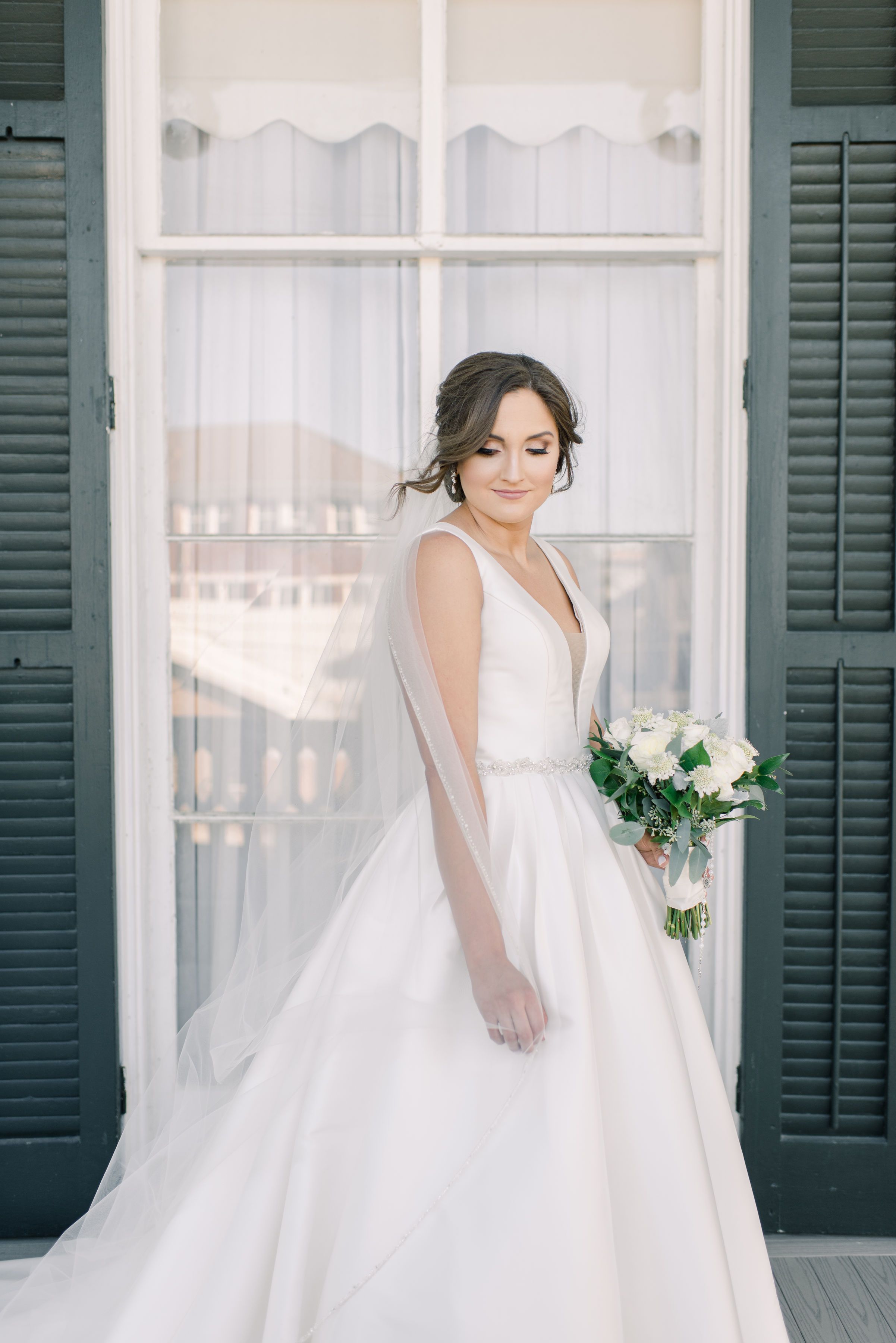 Real New Orleans Bride Simple Ivory Deep V Plunge Ball Gown With Straps
