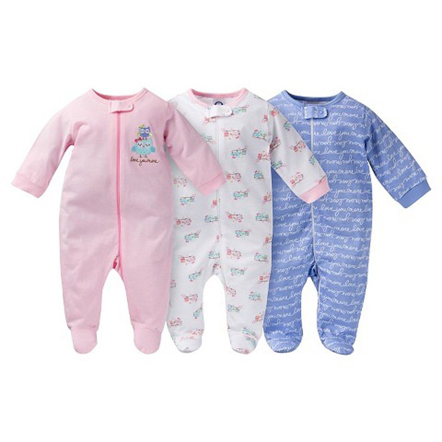 Gerber Onesies Baby Girl Sleep N Play Sleepers 3 Pack