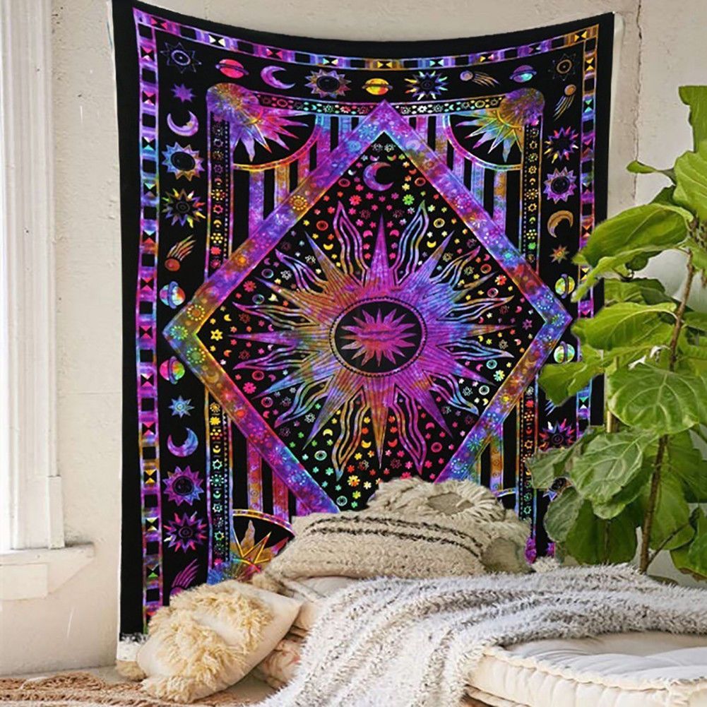 Psychedlic Planet Print Tapestry Room Wall Hanging Throw Hippie Tapestry Decor