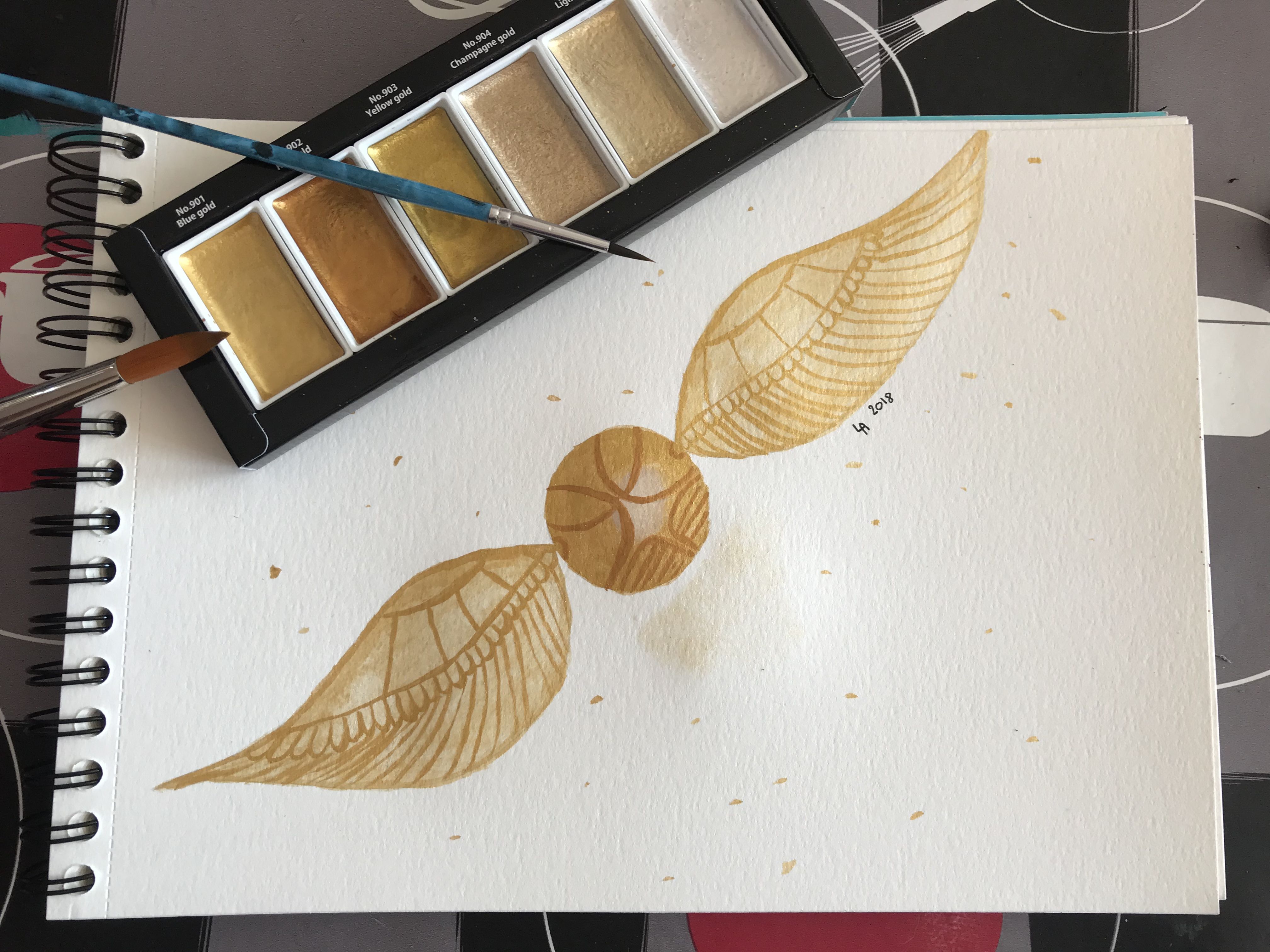 Le Vif D Or Harrypotter Doree Aquarelle Painting Peinture Watercolor Painting Vif D Or Peinture Le Vif D Or Harrypotter Doree Aquarelle Painting Peinture Watercolor Painting Vif D Or Peinture