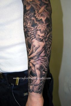 Religious Tattoo Sleeves Clouds Religious Tattoo Sleeves Clouds