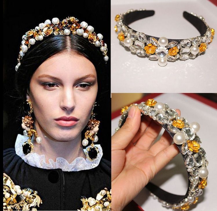 Italy Fashion Runway Hot Sell Baroque Pearl Diamond