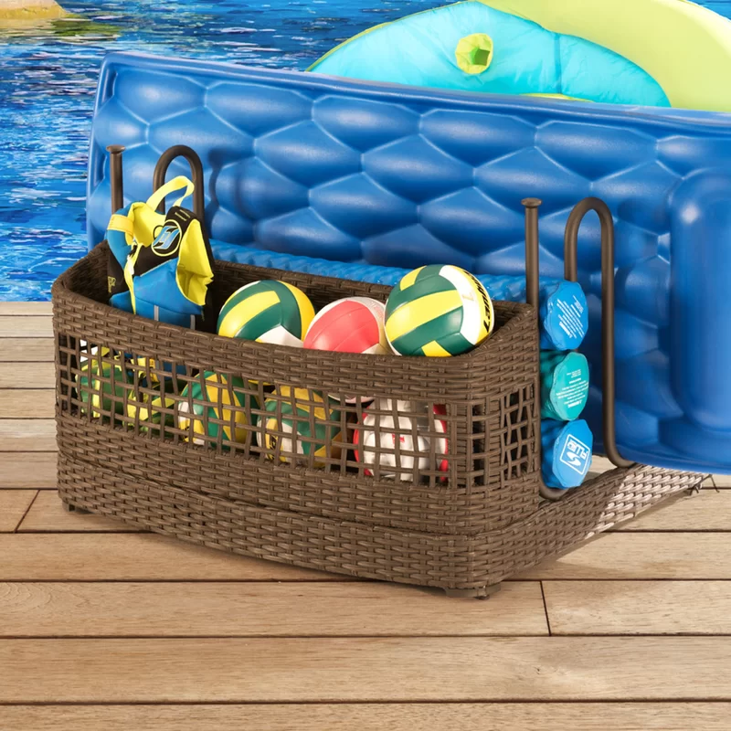 Sunjoy Pool Float Wicker Deck Box & Reviews Wayfair Resin deck box