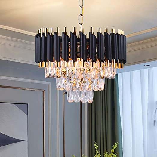 Frixchur Modern Crystal Chandelier 3 Tiers Raindrop Pendant Light Fixture Round Ch Lighting Ceiling Lights Frixchur Modern Crystal Chandelier 3, Round Raindrop Crystal Chandelier