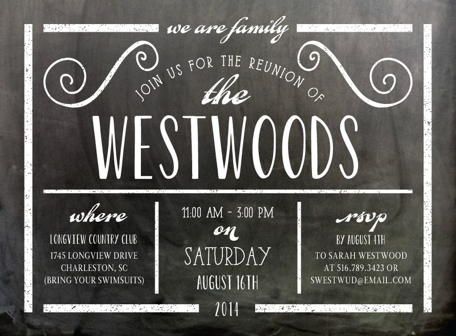 Chalked Reunion - Party Invitations in Black | Stacey Day | Family