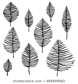 Vergelijkbare afbeeldingen, stockfoto‘s en vectoren van Set van zwarte silhouetten van tropische bladeren palmen, bomen. Vector-1010479480 | Shutterstock Leaves Doodle, Doodle Background, Ceramic Wall Art, Digital Flowers, Origami, Plant Leaves, Palm, How To Draw Hands, Doodles