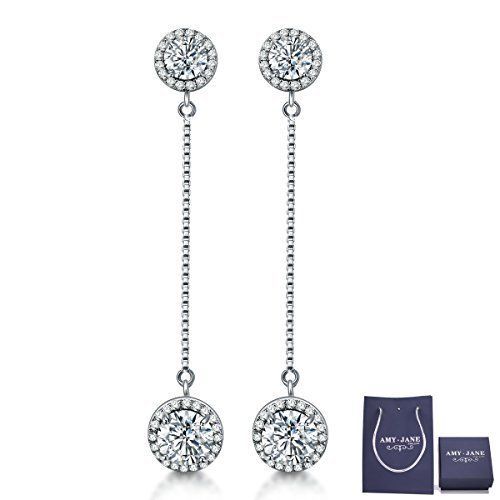 Amyjane Women S Round Cut Crystal Cubic Zirconia Dangle Earrings Amyjane Women S Round Cut Crystal Cubic Zirconia Dangle Earrings Jewelry Gift Dangles Rounding And Diamond