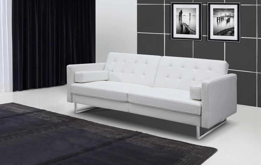 Whiteline Giovanni Sofa Bed Leather Faux Upholstery Whiteline Giovanni Sofa Bed Leather, White Faux Leather Sofa Sleeper