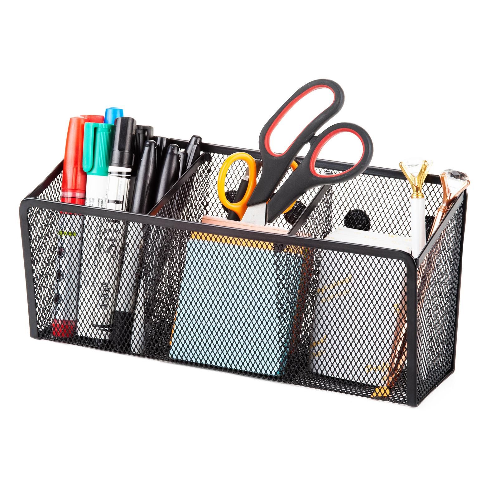 Magnetic Pencil Holder 3 Packs Mesh Storage Baskets with Magnets to Hold Whiteboard//Refrigerator//Locker Accessories