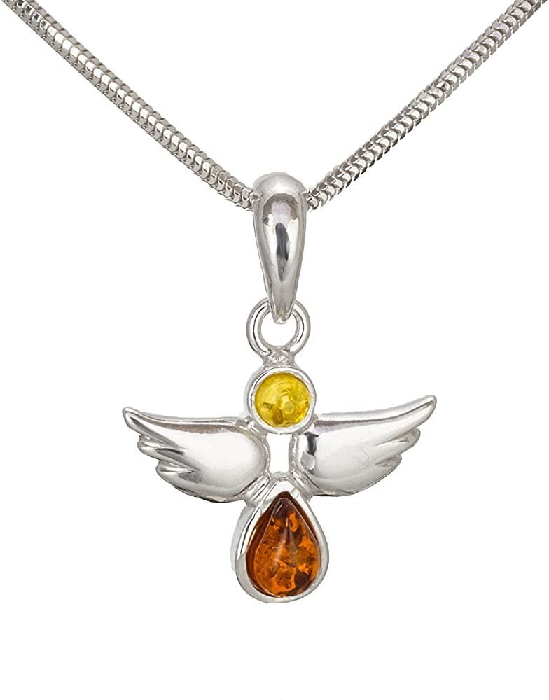 Engel 925 Silber Bernstein Anhänger Schutzengel Engelanhänger Bernsteinengel