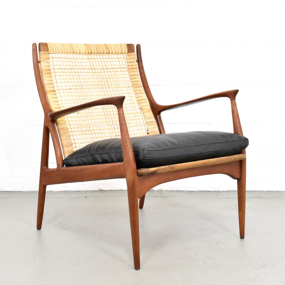 Rare teak lounge chair by erik andersen & palle pedersen for ... Rattan lounge møbler