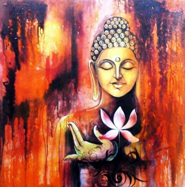Buddha Painting Arts to Essence Your Environment with Peace: For centuries, Lord Buddha paintings have been considered as a symbol of bills, prosperity, and Buddha Painting Canvas, Buddha Art Painting, Buddha Wall Art, Oil Painting, Buddha Buddhism, Buddhist Art, Yoga Studio Design, Indian Art Paintings, Paintings Online