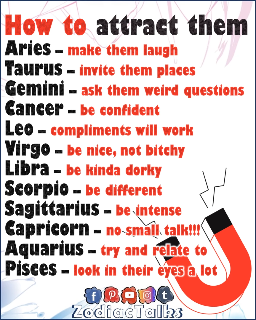 Zodiac Signs and how to attract them.