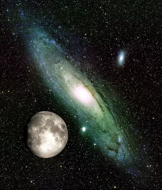 Sky Andromeda And The Moon This Picture Was Prepared For A Popular Talk In Order To Illustrate Just How Larg Andromeda Galaxy Galaxy Painting Galaxy Tattoo