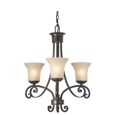 Hampton Bay Es 3 Light Aged Black Chandelier With Tea Stained
