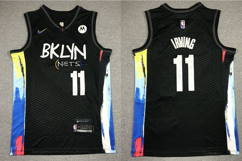 3ç¯®ç½'11 Brooklyn Netsé»'è‰²æ–°æ¬¾åŸŽå¸‚ç‰ˆæ–°èµžåŠ©æ ‡kyrie Irving In 2021 Jersey Sports Jersey Tops
