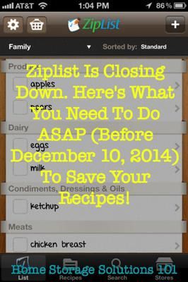 ziplist the free recipe and grocery list app has announced it is shutting down as of december 10 2014 and if youve used it youve got to act now to
