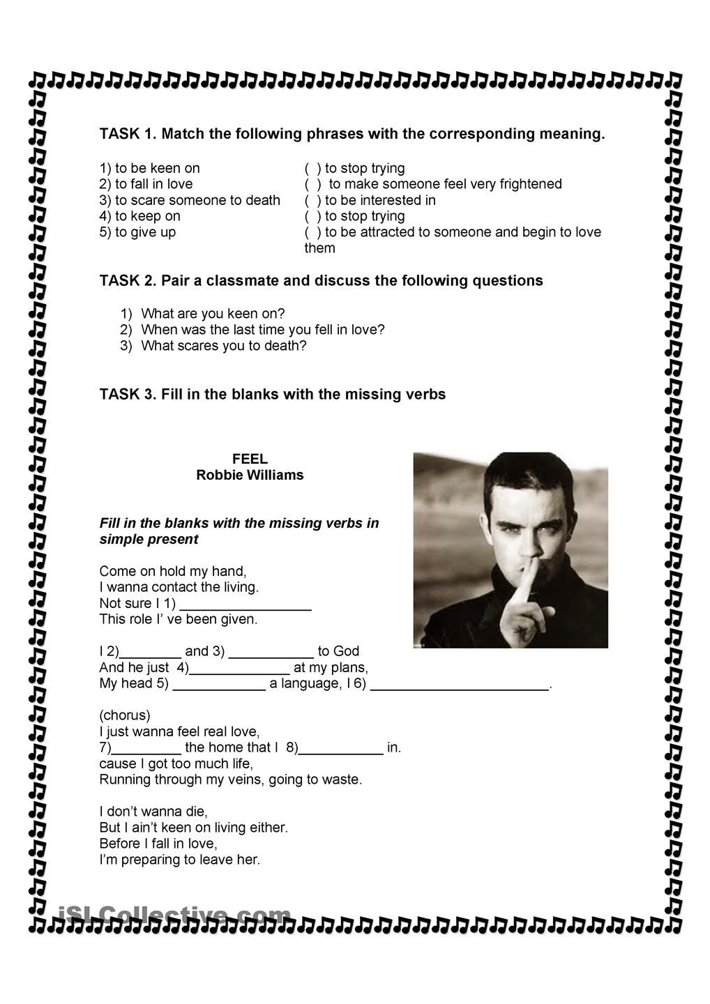 worksheet Present Simple Song Worksheet simpre present song feel learning english pinterest songs a to practice simple with pre tasks while task and post esl worksheets
