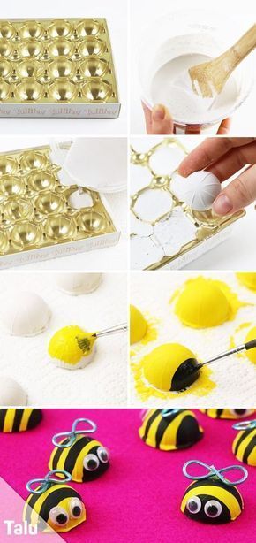 Bienen basteln - Anleitung - Gips - Talu.de Preschool Crafts, Crafts For Kids, Arts And Crafts, Diy Crafts To Do, Upcycled Crafts, Tinker, Spring Crafts, Candle Making, Kids And Parenting