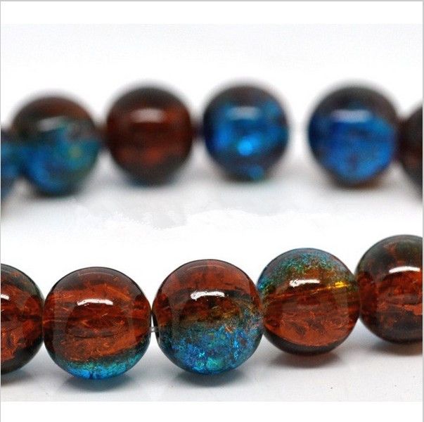 Lot of 50 Beads Cracked Glass 6mm Red