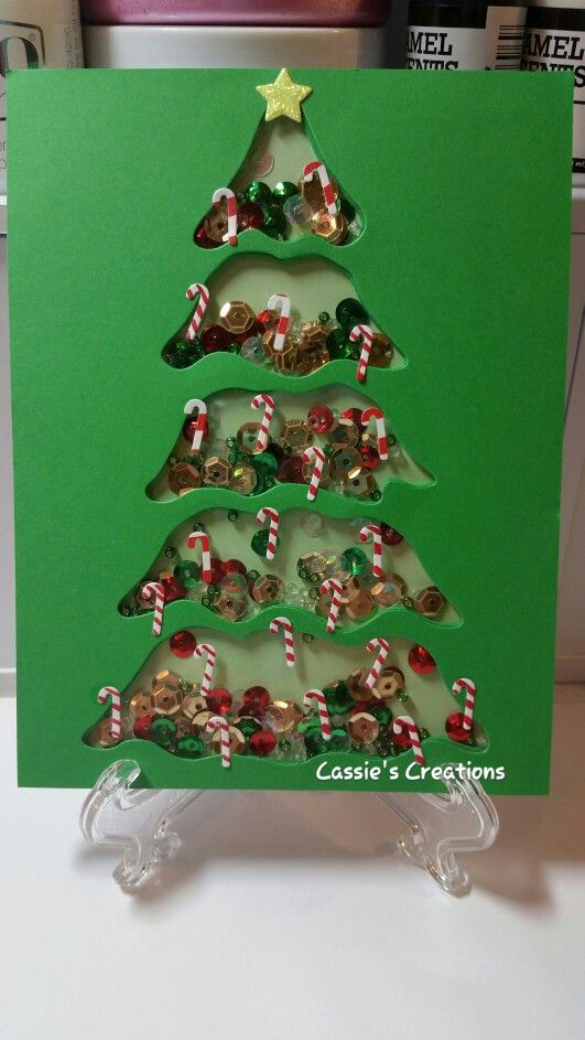 christmas tree shaker card cards pinterest christmas tree and christmas tree shaker