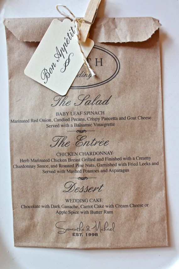 Wedding Menu Favor Bags Personalizedcandy Buffet By Rootedmanor