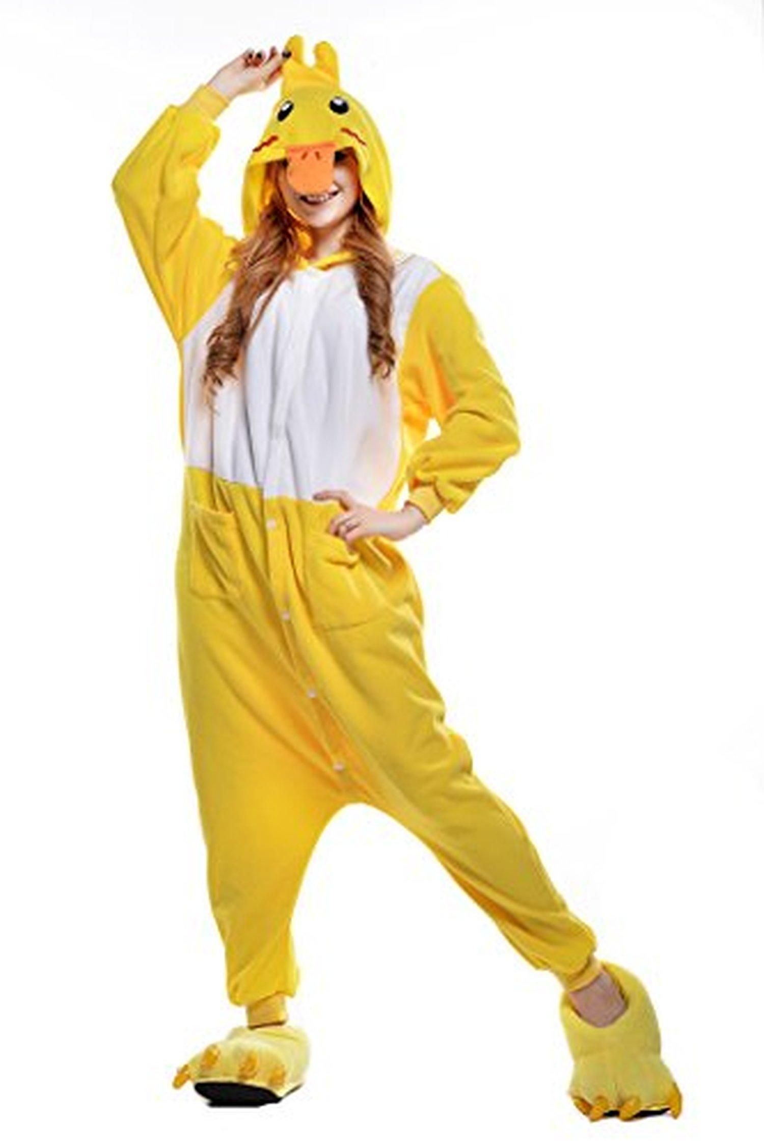 Unisex Adult Hoodie Onesies Yellow Duck Cosplay Costume Halloween Xmas Pajamas