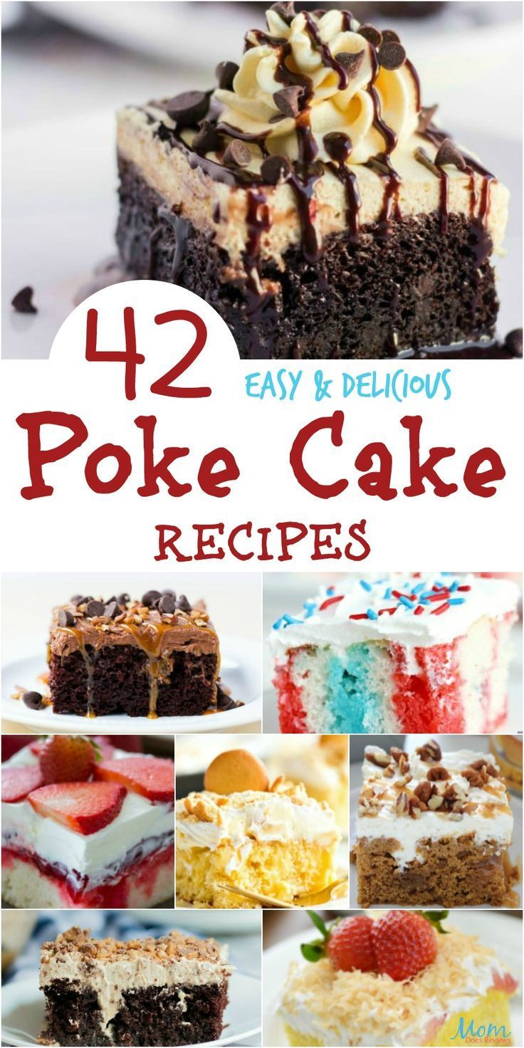 42 Easy & Delicious Poke Cake Recipes Your Family Will Love - #recipes #sweets #cakes #pokecake #foodie #getinmybelly Köstliche Desserts, Dessert Recipes, Sweets Recipe, Cake Mix Recipes, Poke Cake Recipes Jello, Poke Cake Jello, Pudding Poke Cake, Let Them Eat Cake, Cupcake Cakes