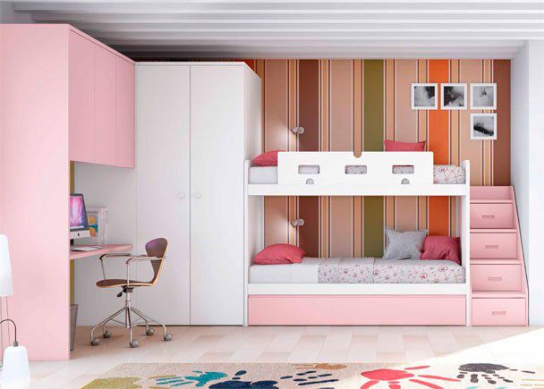 Habitación Infantil Con Litera De 3 Camas Habitaciones Infantiles Dormitorios Habitaciones Juveniles