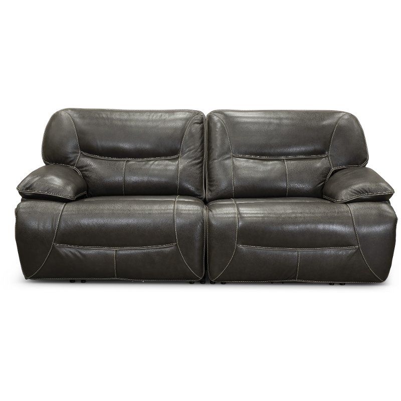 3 Piece Gray Leather Reclining Sofa Power Reclining Sectional