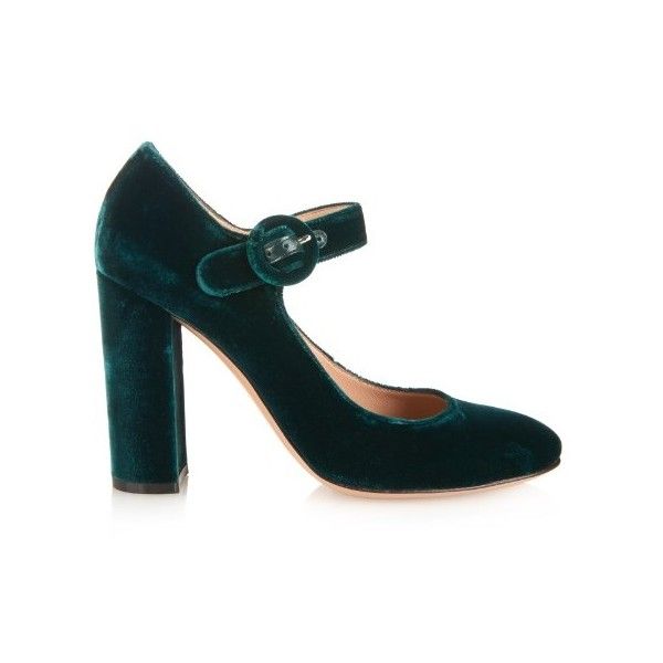 dark green velvet shoes