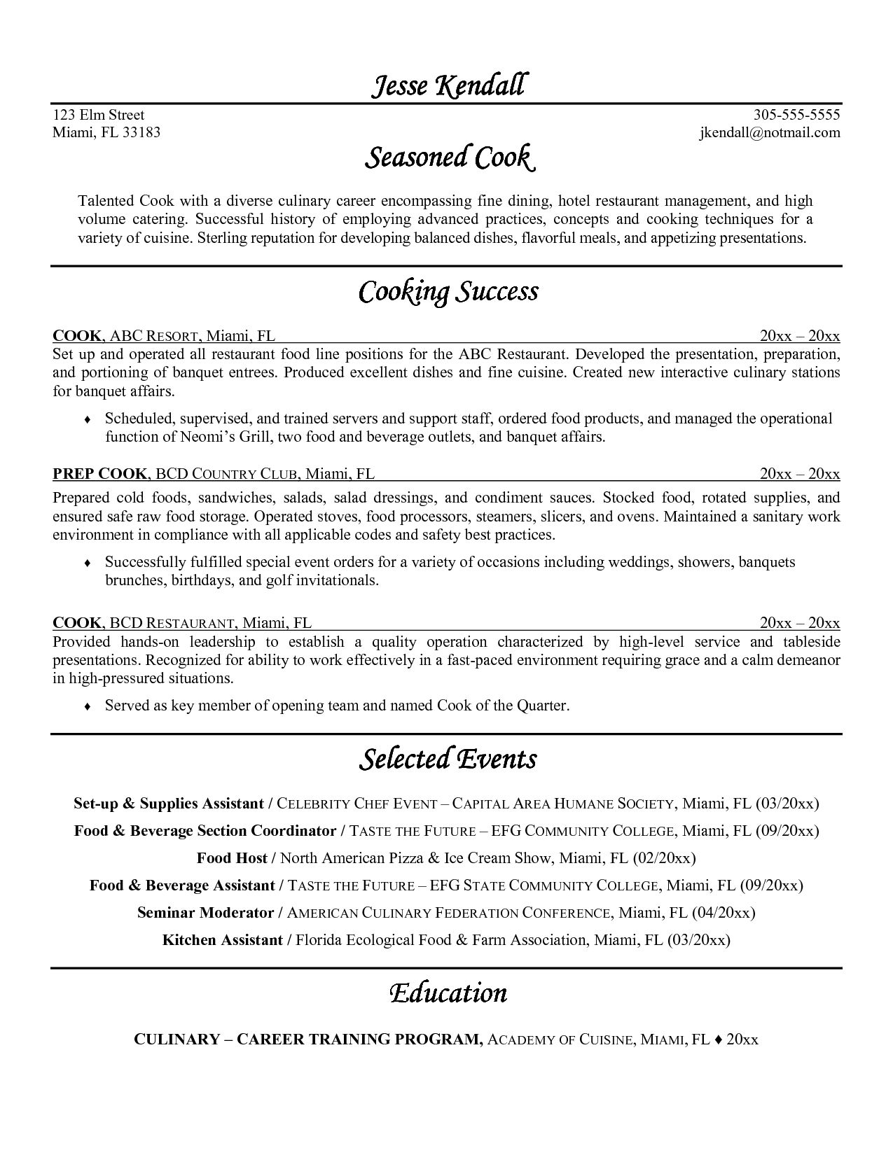 Sample Resume For Cook Position Beauteous Head Chef Resume Samples Hospitality Templates Free Sample Format . Sample Resume For Cook Position Custom Head Chef Resume Samples Hospitality Templates Free Sample Format .