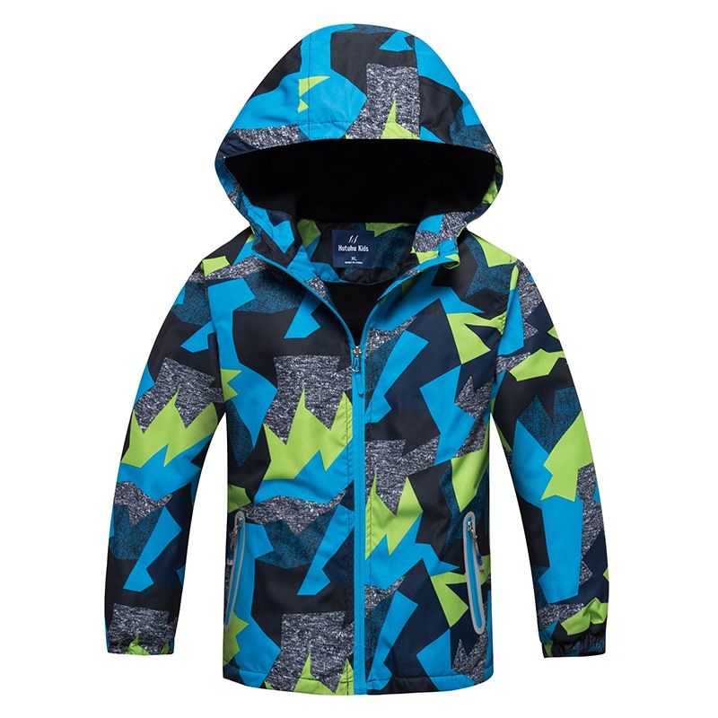 Mallimoda Boys Girls Waterproof Jacket with Hooded Windbreaker Rain Coat Outdoors