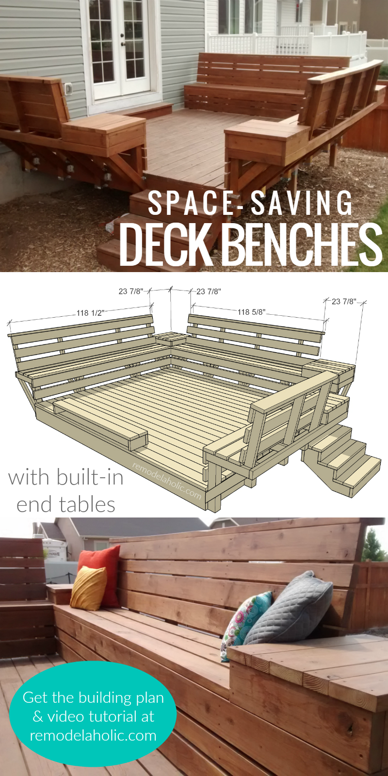 diy space saving deck benches with built in tables building plan and tutorial remodelaholic deck bench deck seating diy deck low level deck plans on diy space saving deck benches with built in tables building plan and tutorial remodelaholic deck bench deck seating diy deck diy space saving deck benches with