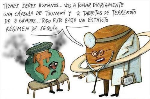 Tierra Enferma Tsunami Medio Ambiente Dibujo