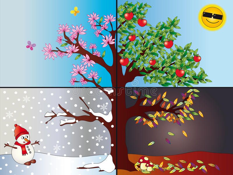 Four Seasons. Illustration of a tree divided into the four seasons , #Affiliate,