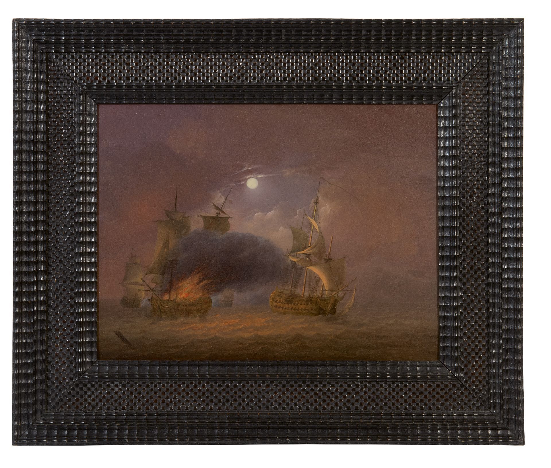 Jan van Os | Zeeslag bij volle maan | Middelharnis 1744-1808 Den Haag olieverf op paneel 26,6 x 35,3 cm, gesigneerd linksonder en te dateren ca. 1800 Poster Pictures, Posters, Frame, Decor, The Hague, Picture Frame, Decoration, Poster, Decorating