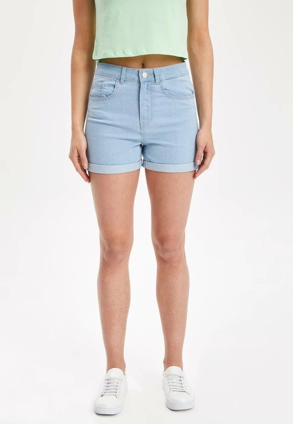 Defacto Summer Woman Fashion Blue Short Ladies Casual Mid Waist Joker Womens Shorts Women S Summer Fashion Fashion